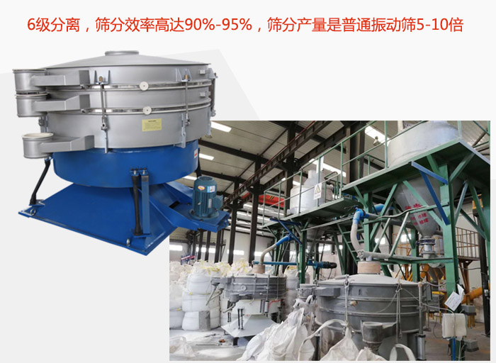 搖擺篩采用6級(jí)分離，篩分效率高達(dá)90%-95%，篩分產(chǎn)量是普通振動(dòng)篩5-10倍
