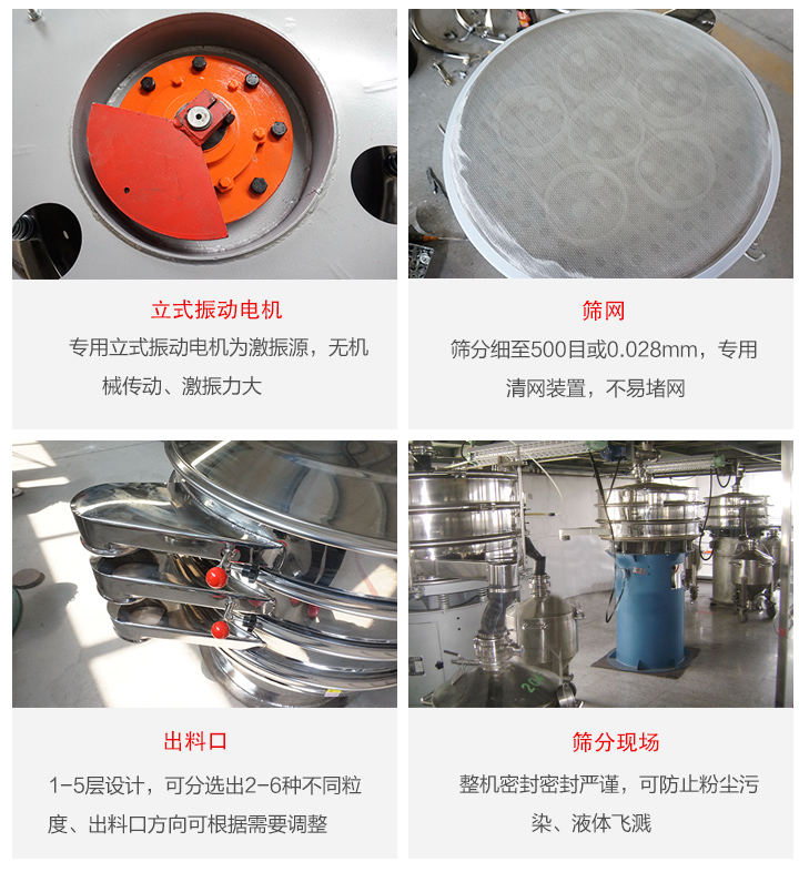 旋振篩定制化有：移動(dòng)，加緣，閘門等多種形式選擇。子母設(shè)計(jì)透網(wǎng)率高，換網(wǎng)方便。