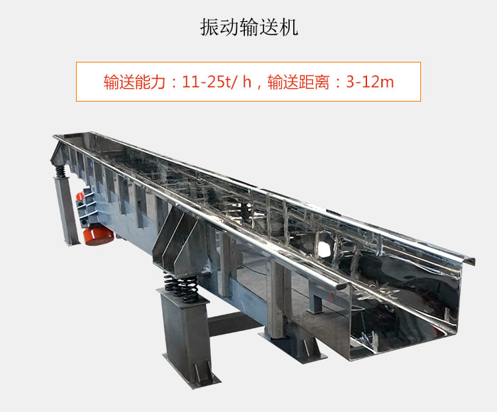 振動輸送機：輸送能力：11-25t/ h，輸送距離：3-12m