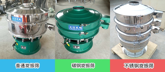 醫(yī)藥振動篩常見材質(zhì)展示：碳鋼＋不銹鋼，不銹鋼，碳鋼等材質(zhì)展示