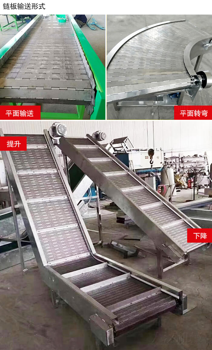 鏈板輸送機平面輸送，平面拐彎，提升等運行現(xiàn)場圖片